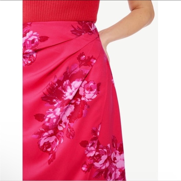 Floral faux wrap high waisted midi skirt - Picture 4 of 7